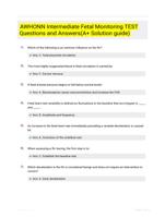 AWHONN Intermediate Fetal Monitoring TEST  Questions and Answers(A+ Solution guide)