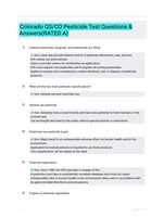 Colorado QS/CO Pesticide Test Questions & Answers(RATED A)