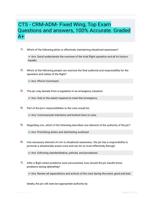 CTS - CRM-ADM- Fixed Wing, Top Exam Questions and answers, 100% Accurate. Graded A+