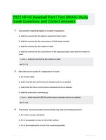 2022 NFHS Baseball Part I Test (WIAA) Study Guide Questions and Correct Answers