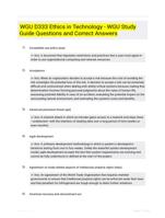 WGU D333 Ethics in Technology - WGU Study Guide Questions and Correct Answers