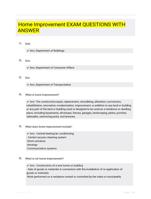 Home Improvement EXAM QUESTIONS WITH ANSWER