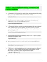 Timby's Med-Surg Finals Study Questions and Correct Answers