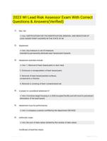 2023 WI Lead Risk Assessor Exam With Correct Questions & Answers(Verified)