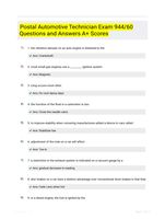 Postal Automotive Technician Exam 944/60 Questions and Answers A+ Scores