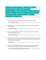 NR548/ NR 548 EXAM 1: NEWEST  LATEST UPDATE 2024/ 2025  PSYCHIATRIC ASSESSMENT FOR THE  PSYCHIATRIC-MENTAL HEALTH  NURSE PRACTITIONER REVIEW WEEK  1&2QUESTIONS WITH CORRECT  VERIED ANSWERS GRADED A+