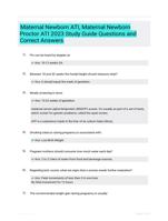 Maternal Newborn ATI, Maternal Newborn Proctor ATI 2023 Study Guide Questions and Correct Answers