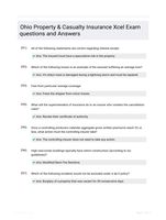 Ohio Property & Casualty Insurance Xcel  Exam questions and Answers