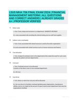 LSUS MHA 706 FINAL EXAM 2024 | FINANCIAL MANAGEMENT MIDTERM | ALL QUESTIONS AND CORRECT ANSWERS | ALREADY GRADED A+ | PROFESSOR VERIFIED