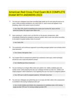 American Red Cross Final Exam BLS COMPLETE EXAM WITH ANSWERS-2023