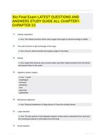 Bio Final Exam LATEST  QUESTIONS AND ANSWERS STUDY GUIDE ALL  CHAPTER1-CHPAPTER 23