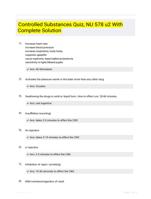 Controlled Substances Quiz, NU 578 u2 With Complete Solution