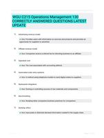 WGU C215 Operations Management 130 CORRECTLY ANSWERED QUESTIONS LATEST UPDATE