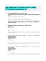 Pre-Assessment: Introduction to Sociology (PQYC) Study Guide Rated A+