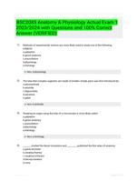 BSC2085 Anatomy & Physiology Actual Exam 1 2023/2024 with Questions and 100% Correct Answer (VERIFIED)