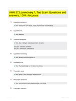 AHN 572 pulmonary 1, Top Exam Questions and answers, 100% Accurate.