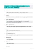 GCU BIO-181 Exam 2 Questions & Answers, 100% Accurate. VERIFIED.