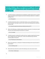 2024 NHA CCMA Medical Assistant Certification Tests A, B & C | Questions and Answers (Solved) COMPLETE