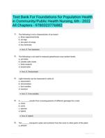 Test Bank For Foundations for Population Health in Community/Public Health Nursing, 6th - 2022 All Chapters - 9780323776882