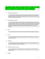 AAHAM CRCE 2020 EXAM STUDY GUIDE STUDY WITH  CORRECT QUESTION AND ANSWER