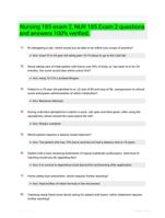 Nursing 185 exam 2, NUR 185 Exam 2 questions and answers 100% verified.