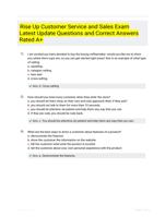 Rise Up Customer Service and Sales Exam Latest Update   Questions and Correct Answers Rated  A+