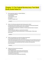 Chapter 15 The Federal Bureaucracy Test Bank Study Guide Rated A+