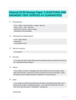 Edexcel GCSE Biology Paper 2 QUESTIONS AND ANSWERS 100% VERIFIED A+ GUARANTEED