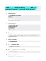 EDUC323 Liberty University 112 CORRECTLY ANSWERED QUESTIONS LATEST UPDATE