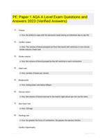 PE: Paper 1 AQA A Level Exam Questions and Answers 2023 (Verified Answers)