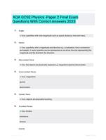 AQA GCSE Physics -Paper 2 Final Exam Questions With Correct Answers 2023