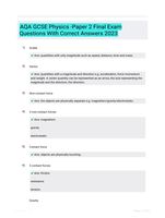 AQA GCSE Physics -Paper 2 Final Exam Questions With Correct Answers 2023