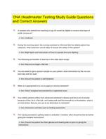 CNA Headmaster Testing Study Guide Questions and Correct Answers