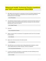 Behavioral Health Technician Practice questions and 100% correct answers 2023/2024