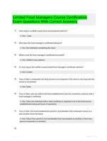 Limited Food Managers Course Certification Exam Questions With Correct Answers 