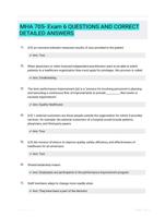 MHA 705- Exam 6 QUESTIONS AND CORRECT  DETAILED ANSWERS