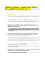 Hatfield: Introductory Maternity and Pediatric Nursing #31 Study Guide Graded A+