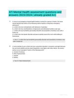 ATI Mental Health assessment questions and answers 2023/2024 ( already graded A+)