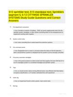 S12 sprinkler test, S13 standpipe test, Sprinklers segment 5, S-12 CITYWIDE SPRINKLER SYSTEMS Study Guide Questions and Correct Answers