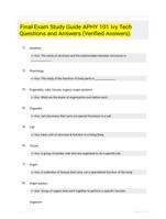 Final Exam Study Guide APHY 101 Ivy Tech  Questions and Answers (Verified Answers)