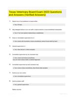 Texas Veterinary Board Exam 2023 Questions and Answers (Verified Answers)