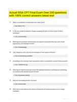 Actual ISSA CPT Final Exam 0ver 200 questions with 100% correct answers latest test