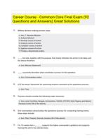 Career Course - Common Core Final Exam (92 Questions and Answers) Great Solutions