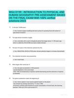  WGU D199 - INTRODUCTION TO PHYSICAL AND HUMAN GEOGRAPHY PRE-ASSESSMENT BASED ON THE FINAL EXAM-With 100% verified solutions-2023