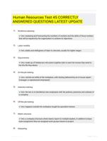 Human Resources Test 45 CORRECTLY ANSWERED QUESTIONS LATEST UPDATE