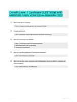 Crossfit Level 1 Certificate QUESTIONS AND ANSWERS 100% VERIFIED A+ GUARANTEED