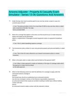 Arizona Adjuster - Property & Casualty Exam Simulator - Series 13-36 Questions And Answers