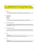 ACI - Aggregate Base Testing Technician Test Questions & Answers (A+ Graded 100% Verified)