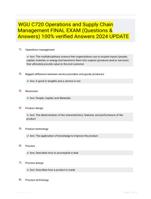 WGU C720 Operations and Supply  Chain Management FINAL EXAM  (Questions & Answers) 100% verified  Answers 2024 UPDATE