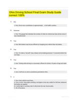 Ohio Driving School Final Exam Study Guide correct 100%